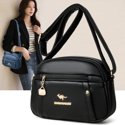 Women's Bag Soft Leather Shoulder Bag Solid Color Crossbody Bag Large Capacity Small Square Bag