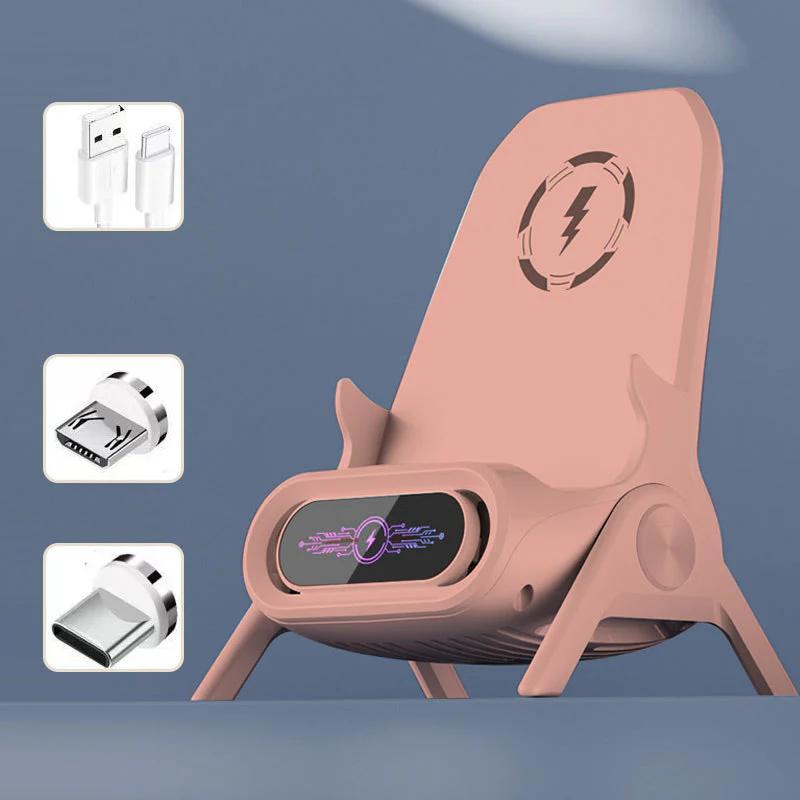 15W Portable Mini Chair Wireless Charger Stand Desktop Super Fast charging With Speaker function Universal Mobile Phone stand