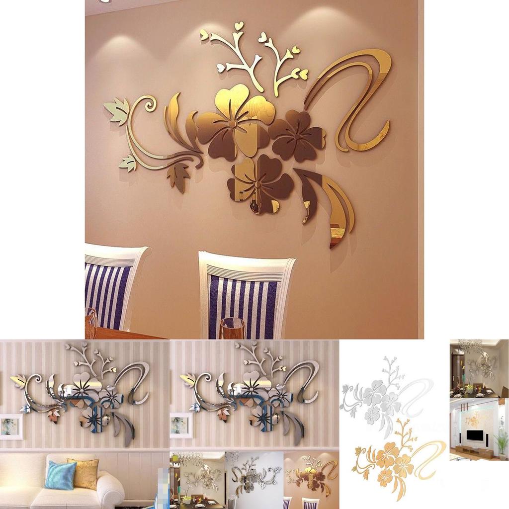 Exquisite Removable 3d Mirror Flower Art Wall Sticker For Stunning Home Decoration