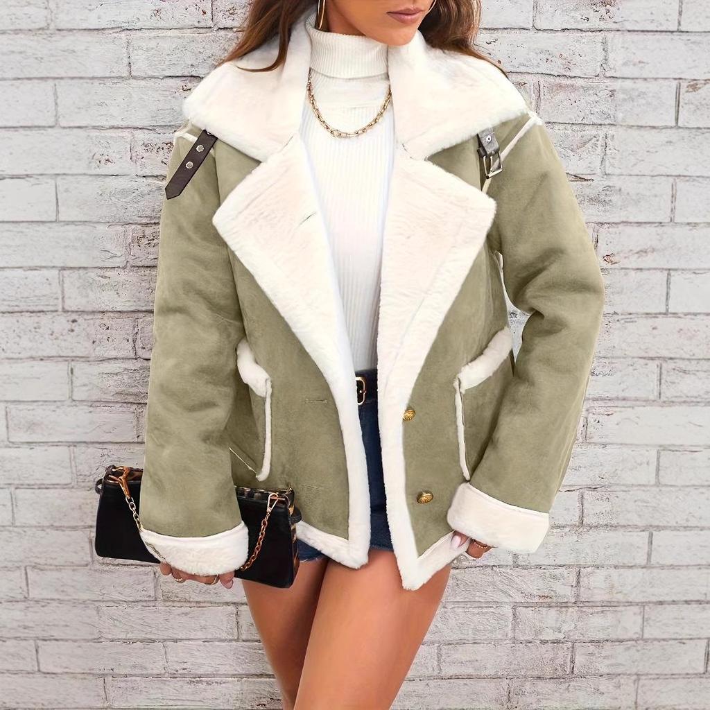 2026 Turn-Down Collar Plush Jacket: Winter Warm Casual Coat