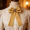 Fabric Bow Tie Detachable Bowknot Brooches Elegant Necktie Shirt Collar Pin  Unisex