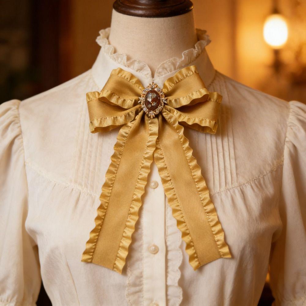 Fabric Bow Tie Detachable Bowknot Brooches Elegant Necktie Shirt Collar Pin  Unisex
