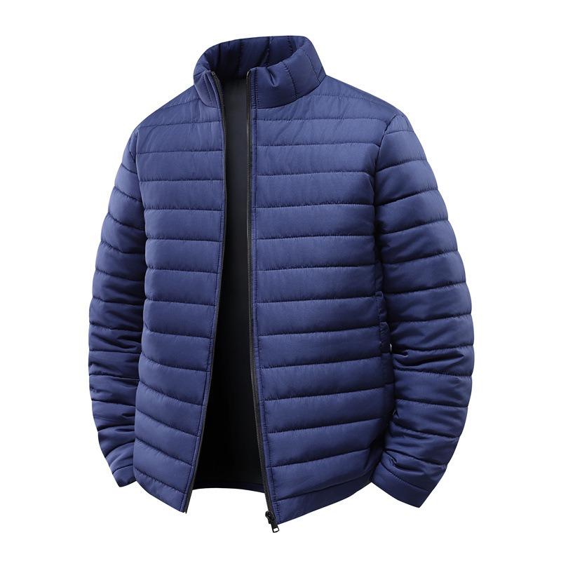 European Size Ribs Clothes Men s Winter Loose Stand-up Collar Plus Cotton Casual Solid Color Cotton-padded Jacket Men s Euro Code -XL