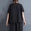 Camiseta holgada informal de verano de manga corta de algodón negro de gran tamaño para mujer