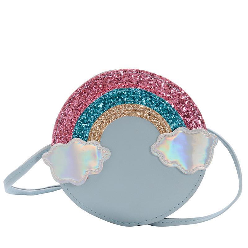 Rainbow Fashion Shoulder Bag Cartoon Kids Purse With Breathable Fabric Daily Use