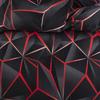Black Red Geometric Duvet Cover Queen 3D Three Dimensional Geometrical Bedding Set Modern Abstract Neon Line Comforter Cover