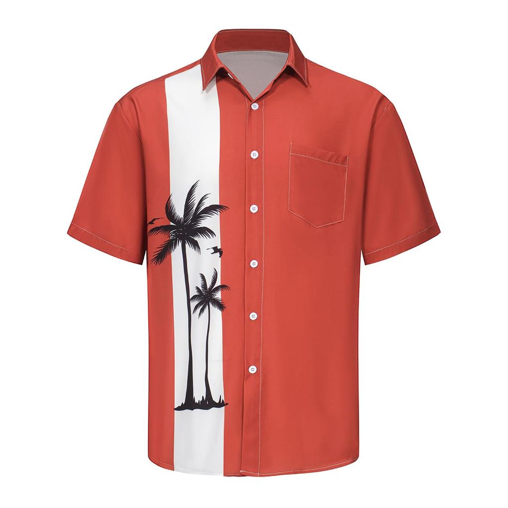 Hawaii-Hemd für Herren, Herren-Bowling-Hemden im Vintage-Stil, kurzärmelig, Sommer-Strandhemd