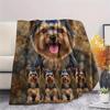 1Pc Yorkshire Terrier Schnauzer Print Flannel Blanket, High quality Comfortable for All Seasons, Home Decor, Warmth and Comfort, Perfect for Gifts
