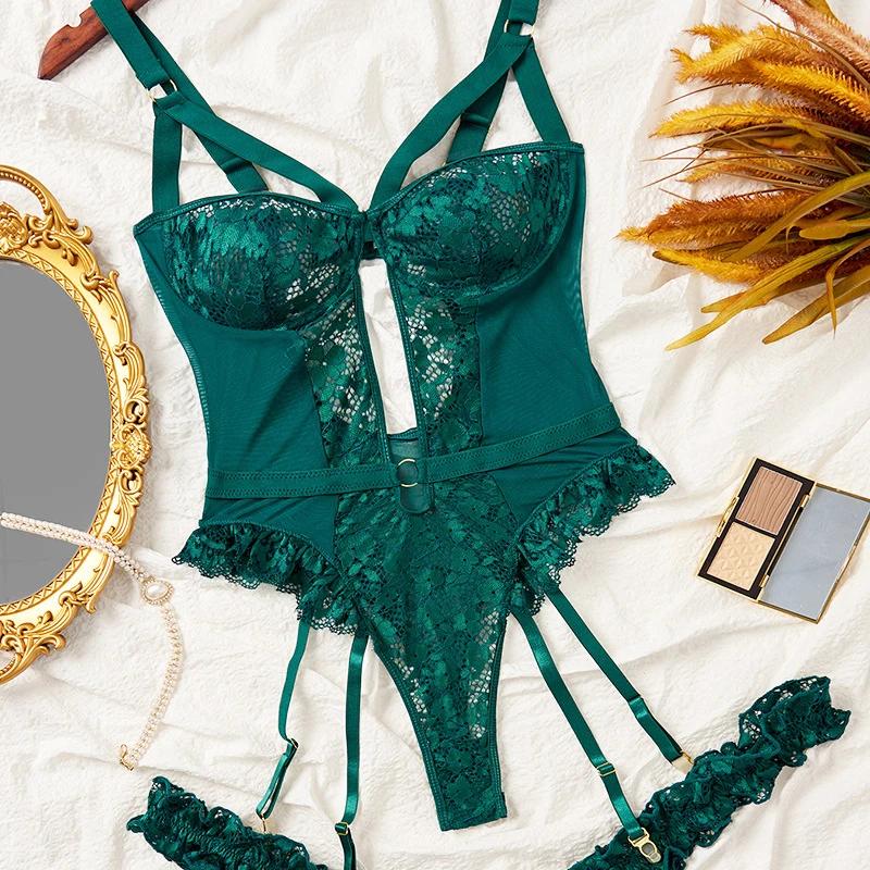 Toucheart Sexy Lace See-through Sexy Underwear Women's Suit Pure Lust Lace Shapewear Sexy Suspender Bodysuit Interesting Suit