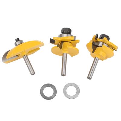 3Pcs Set 14in Shank Woodworking Frame Door Rail & Stile   Cove Raised Panel Router Bit