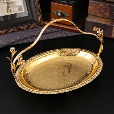 High-grade Light Luxury Fruit Plate, Coffee Table, Dining Table, Elliptical Metal Handicrafts,ornaments, Storage Plate, Cakes, Snacks, Placement Plate
