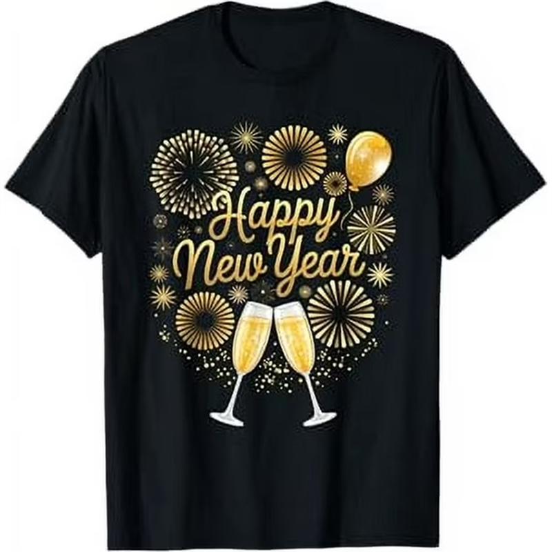 Peace Love New Year Tshirt Unisex Clothes Daily Street Simple Casual Black T Shirts Streetwear Y2k Loose Trend Oneck Tee Top
