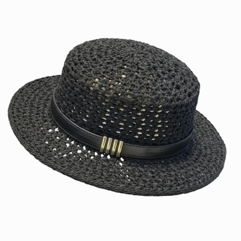 Wide Brim Sunshade Straw Hat Vintage Style Flat Top Straw Hat Mesh Woven Straw Hat  Beach Vacation