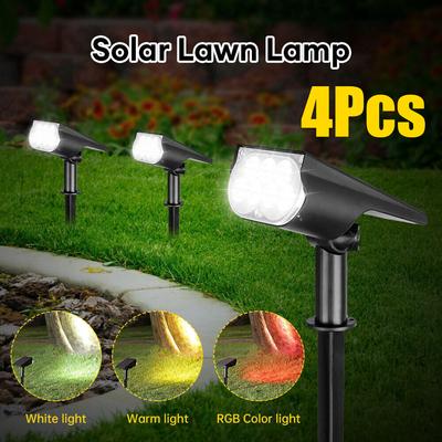 Solar 7 LED Strahler Außenbeleuchtung, Verstellbare IP65 Wasserdichte Solar Landschaftswandleuchte für Garten Hof Weg 1-4 Stück