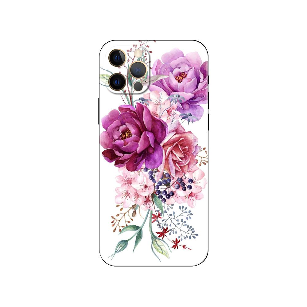 Pink Flower Peony phone case for iphone 5 5s 2020se 6 6s 7 8 plus x 10 XR XS 11 12 13 mini pro MAX black tpu back cover