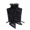 Vintage Bow Lace Collar Solid Color Ruffled edge Collar Costume Accessory Lace Fake Collar  Wedding