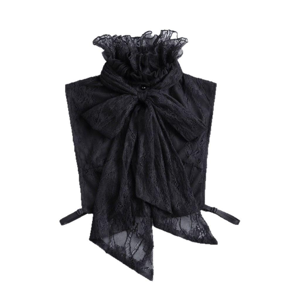 Vintage Bow Lace Collar Solid Color Ruffled edge Collar Costume Accessory Lace Fake Collar  Wedding