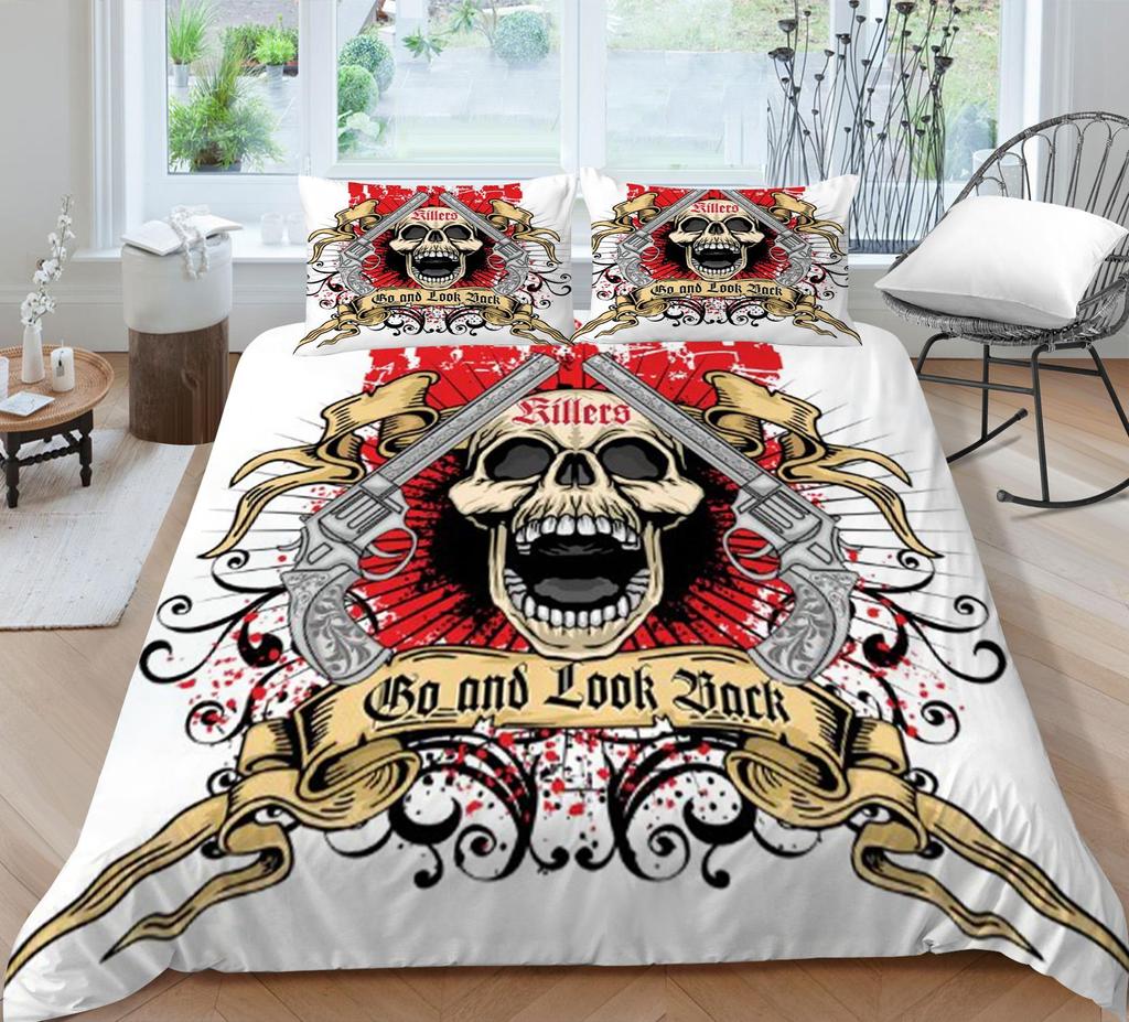Bedding Cover Sets Skull Home Textiles Bed Quilt Cover Bedding Set 3D Duvet Cover Comfortable Bedclothes Microfiber Quilt Cover