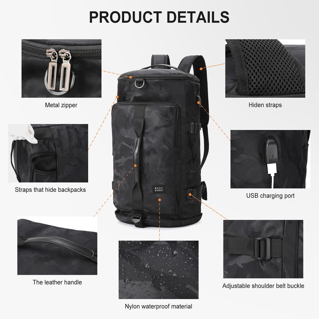 Reisetasche, Rucksack, Ball, Sporttasche für Männer und Frauen, Gepäck, Sport-Basketball-Rucksack mit Schuhfach, lässiger Reiserucksack