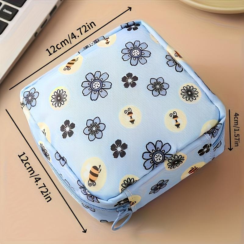 Cute Cartoon Girl Sanitary Napkin Storage Bag Portable Travel Pouch Large Capacity Sanitary Pad Organizer Travel Cosmetic Storage Data Cable Organizer