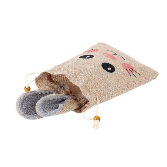 Easter Bunny Bags, Easter Burlap Gift Bags with Gift Tags Hemp Rope,