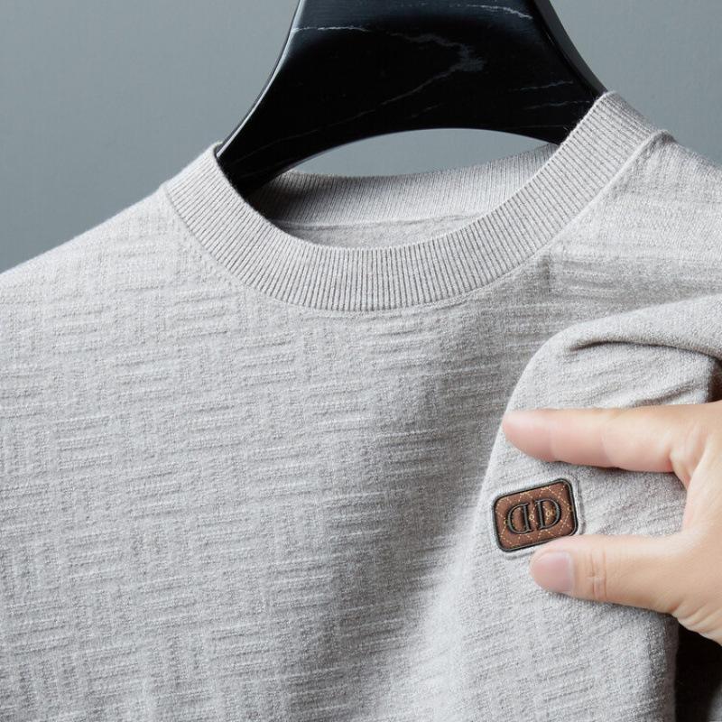 

Осень и зима, новый мужской свитер с круглым вырезом, тонкий свитер, мужская повседневная мужская рубашка с длинными рукавами, нижняя рубашка, топ 185 белый