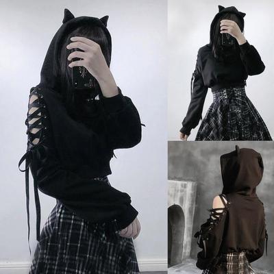 Women's Cat Ear Hoodie Pullover Long Sleeve Hooded Sweatshirt Cute Blouse