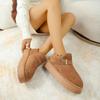 Fashion Cotton Shoes Women Winter Velvet Outward Wear 2025 New One-foot Slip Platform Heightened Big-head Bread Shoes Snow Boots