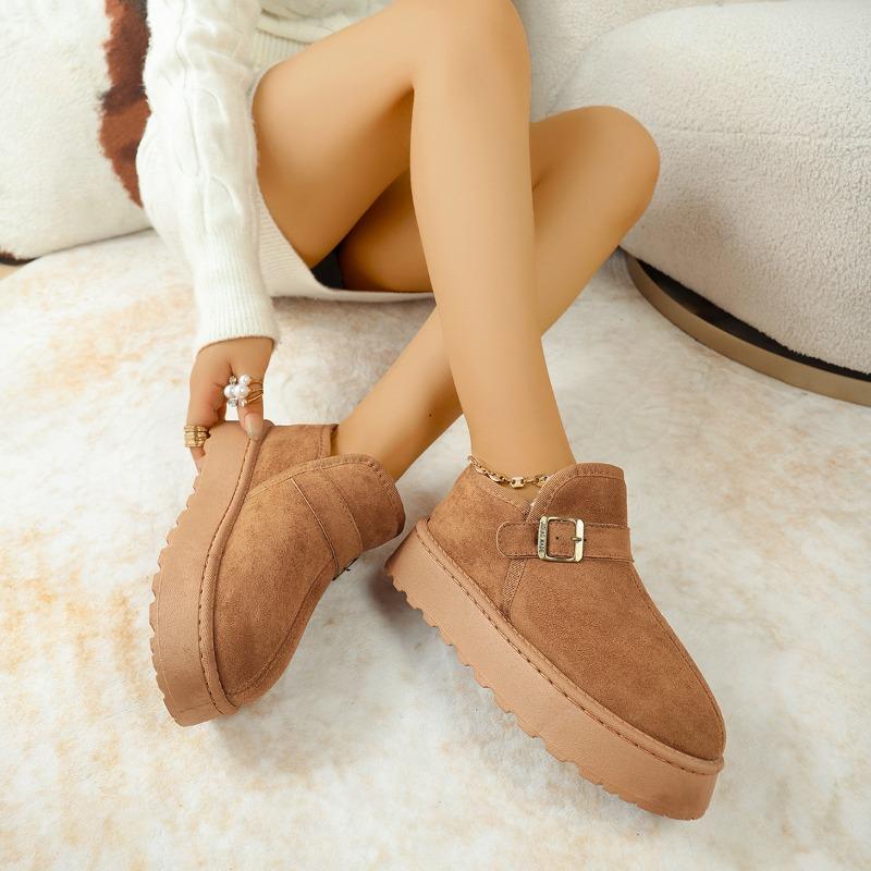 Fashion Cotton Shoes Women Winter Velvet Outward Wear 2025 New One-foot Slip Platform Heightened Big-head Bread Shoes Snow Boots