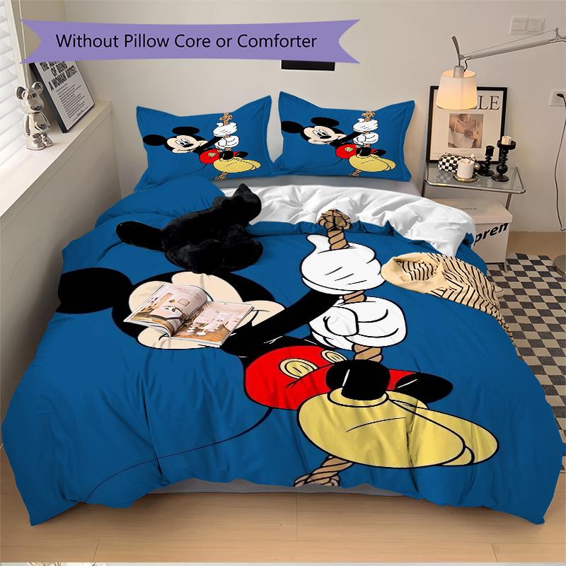 3pcs Lively Mickey Design Printed Bedding Set, Soft and Comfortable Quilt Cover for Bedroom, Guest Room F056