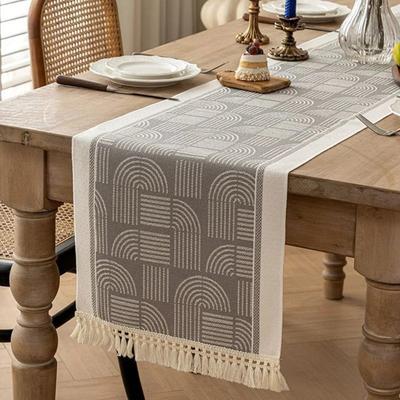 Home Decor Nordic Style Table Runner with Tassel Polyester Table Cover Waterproof Washable Table Cloth Living Room