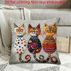 2d, Flat Printing, 1pc, Fantasy Cat Pillow Cover, Non-real Embroidery, Retro Style, Soft Short Stap