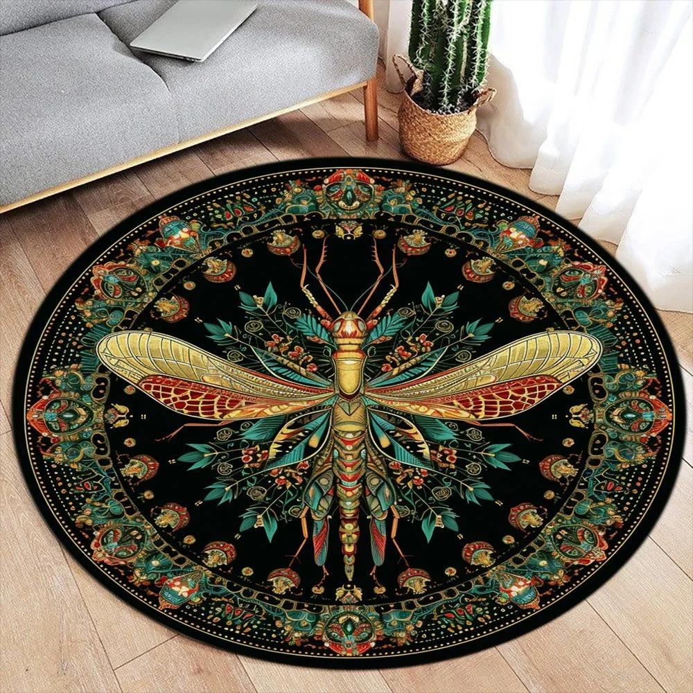 Lotus Flower Koi Cherry Blossom Chinese Style Round Carpet Peacock Butterfly Circular Floor Mat Living Room Bedroom Decor Rugs