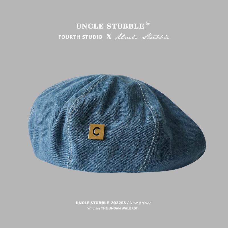 Cowboy Beret Children Spring And Autumn Korean Version Of Cloud Washed Beret Versatile Bud Painter Hat Japanese Newsboy Hat