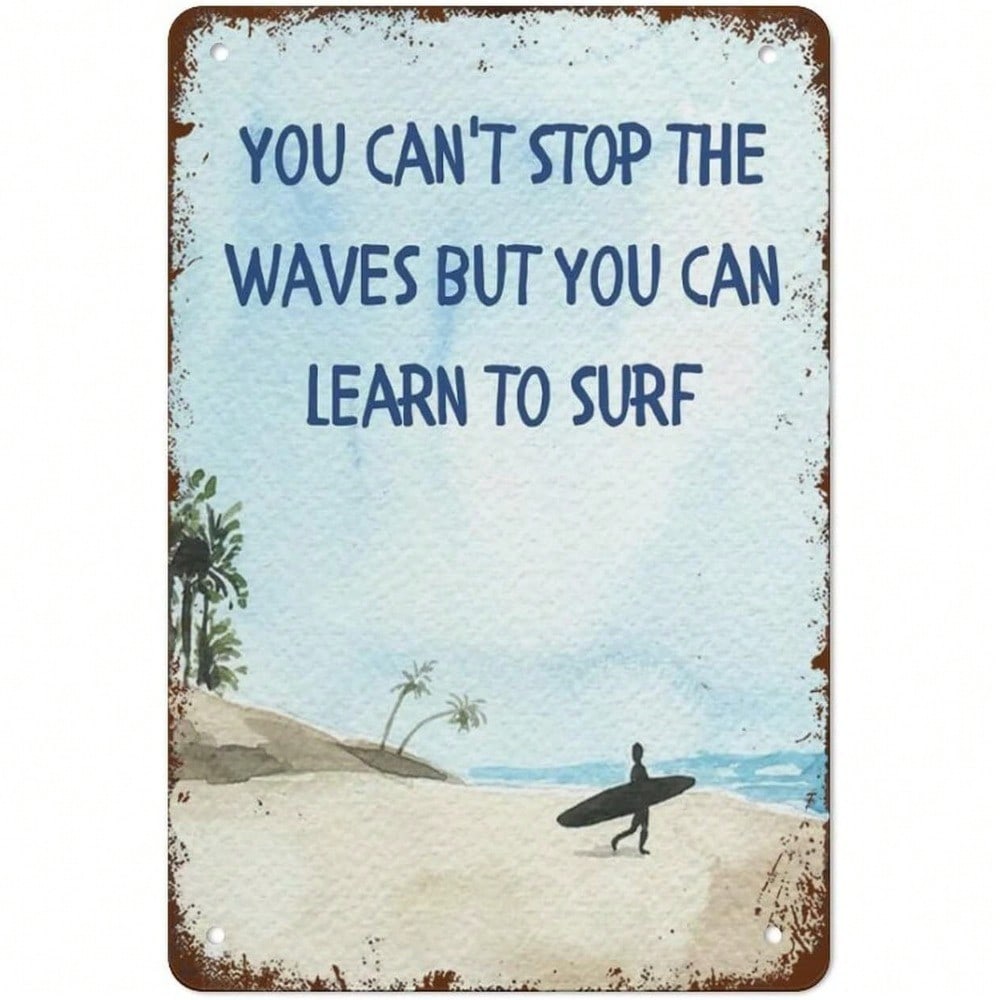 Surfing Metal Sign Vintage Beach Decor Rustic Tin Wall Art 8x12 Inch 20x30