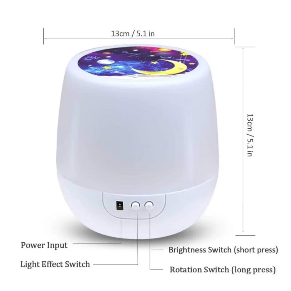 Night Light Projector Star Moon Sky Rotating Battery Operated Bedside Lamp for Children Kids Baby Bedroom Nursery 5 Sets of Film
