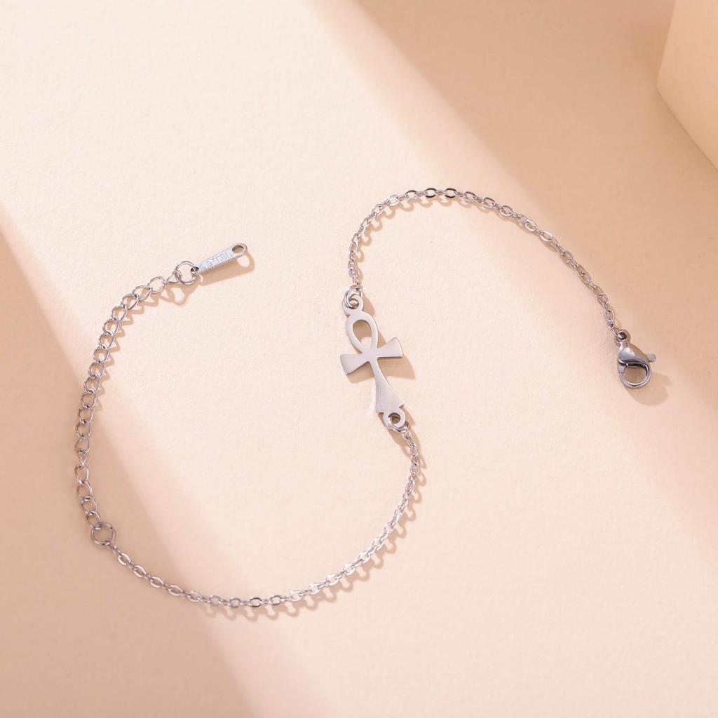Vintage Pendant Charm Bracelet Amulet Talisman Ankh Cross Women Stainless Steel Egypt Egyptian Key Life Religious Jewelry Gift