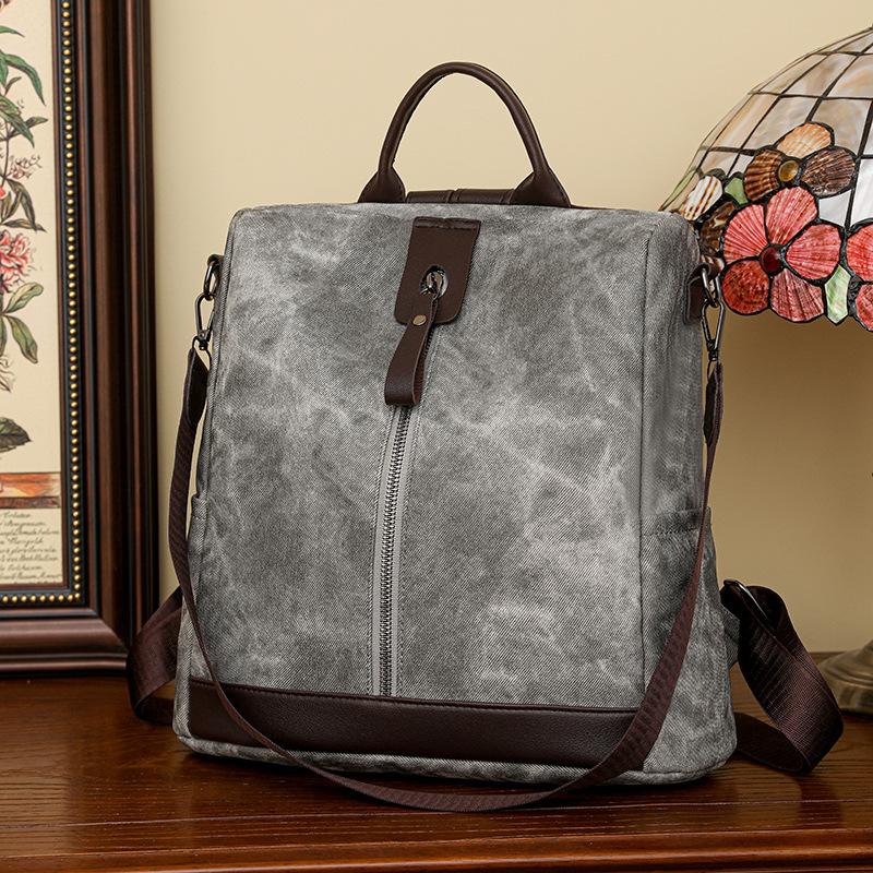 

Женский рюкзак Женская женская сумка из искусственной кожи Уличный тренд Повседневный рюкзак для путешествий на открытом воздухе серый