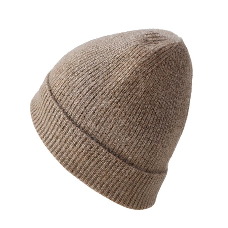 Women's 100% Pure Cashmere Hat - Stylish Solid Color Ear Protection for Autumn/Winter