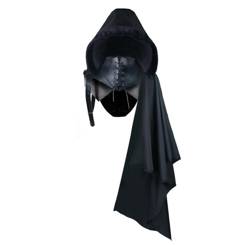 Mittelalterliches Steampunk-Schal Renaissance Einzelschulterumhang Kostüm Cosplay Halloween-Party Halbumhang Schwarz