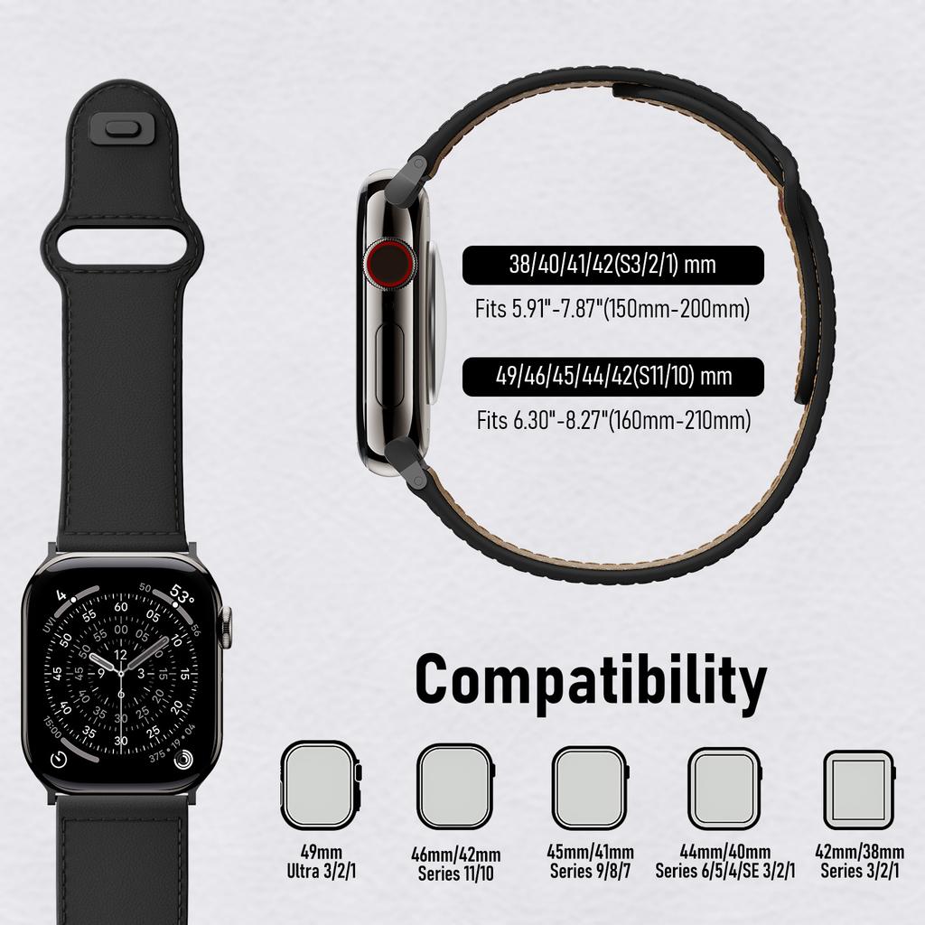 Genuine Leather Band for Apple watch Straps 46mm 49mm 45 44 42 41 40 38 mm Correa Bracelet iWatch Series 11/10/9/8/7/6/SE/Ultra