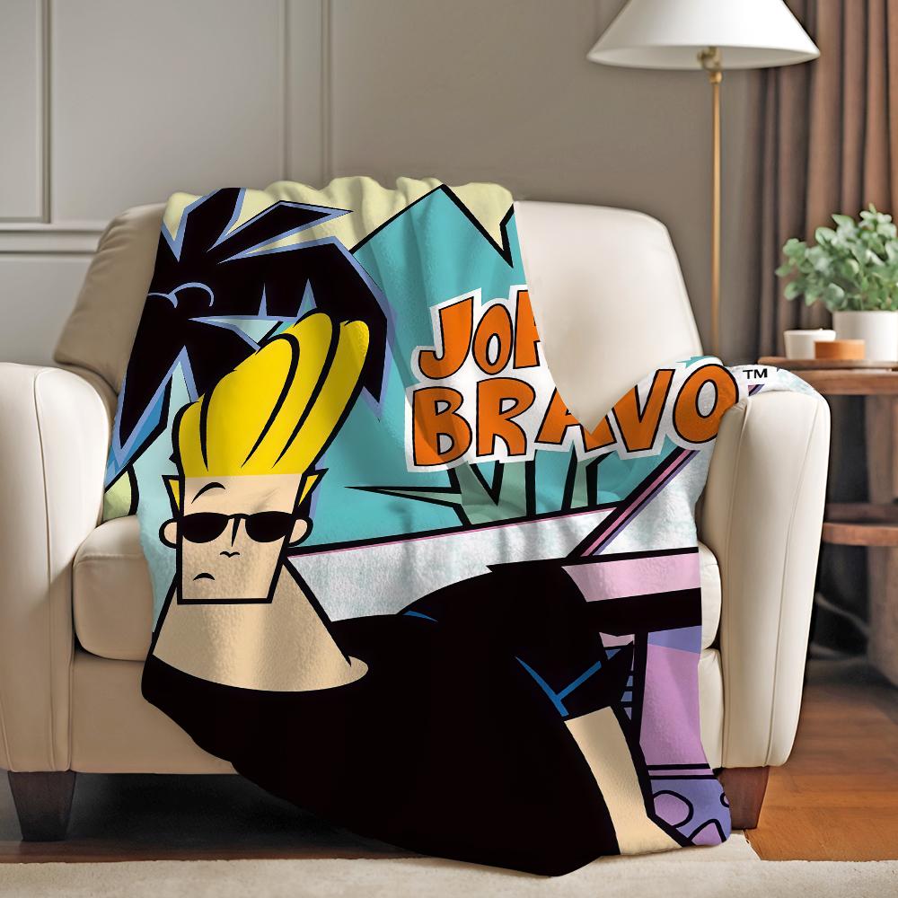 Coperta Cartoon J Johnny B Bravo per Divano Ufficio Letto Aereo Viaggio Sonno Lettura Relax Campeggio Morbida e Calda