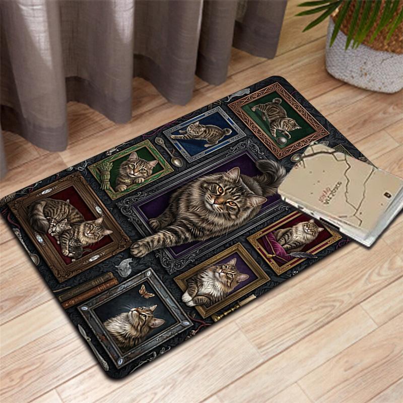 Cats Ornate Frames Pattern Rug Floor Mat for Living Room or Bedroom Soft and Comfortable Carpet a Gift for Birthday and Holiday.