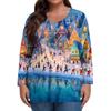 Women's Fashionable Casual Long Sleeved Plus Size  Print Top Plus Size Floral Print Top