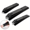 4-Piece Black Stainless Steel Nail Clipper With Nano Glass File Polishing Nail File Manicure Tool Set Premium Grade Auto Interior Accessory