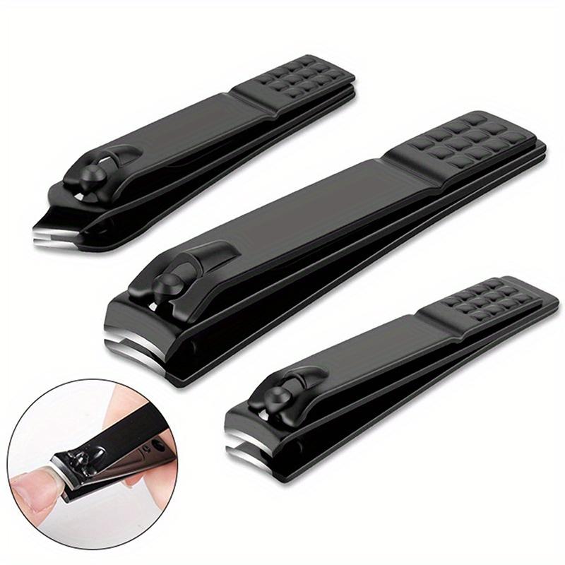 3-piece black stainless steel nail clipper with nano glass file polishing nail file manicure tool set