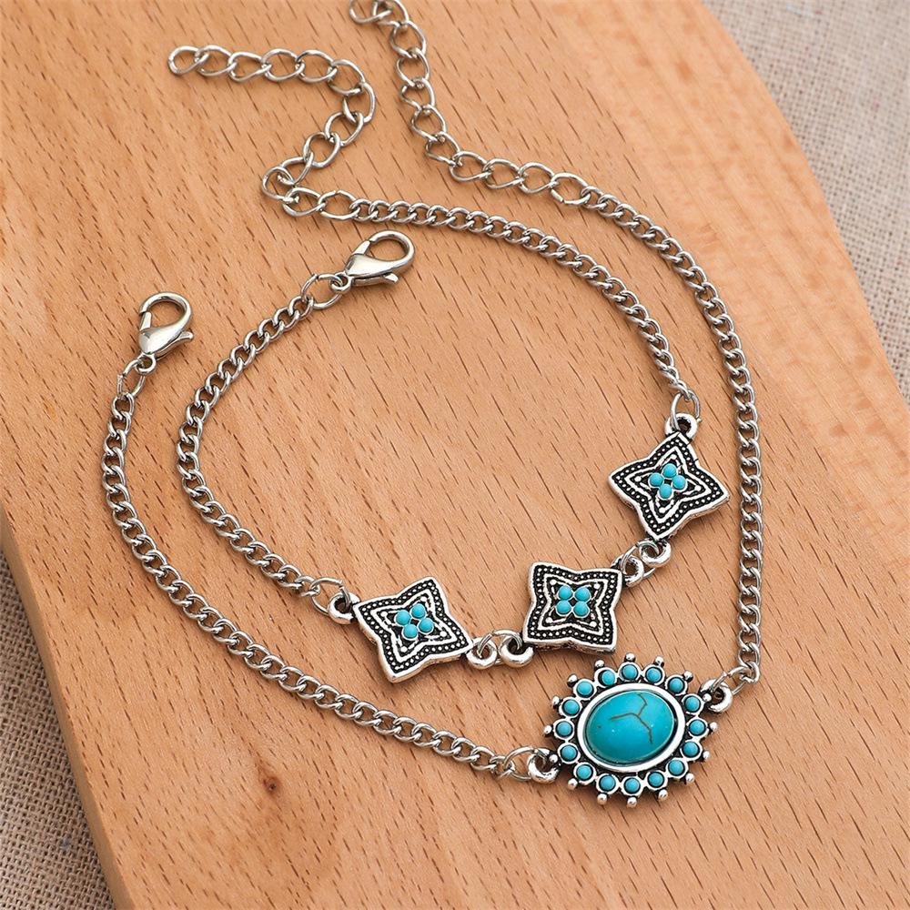 Bohemian Turquoise Fashion Bracelet Set for Women - 2 Trendy Bangles