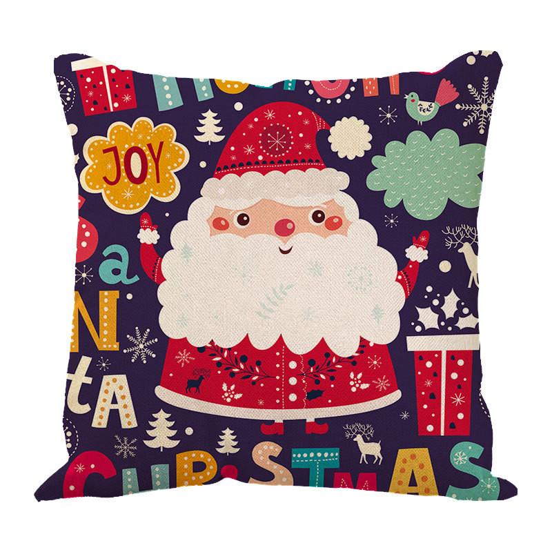 

Linen Christmas Throw Pillow Cover With Cartoon Pattern For Home Decor StyleA,4545CM