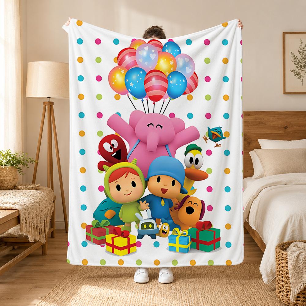 Pocoyo Cartoon Throw 240g flannel blanket, suitable for sofas, beds, offices, exquisite gift blankets 75cmx90cm