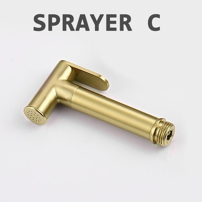 Bidet Sprayer Brushed Gold Bathroom Clean Toilet 2 Functions Water Flow Brass Body Stainless Steel/PVC Hose